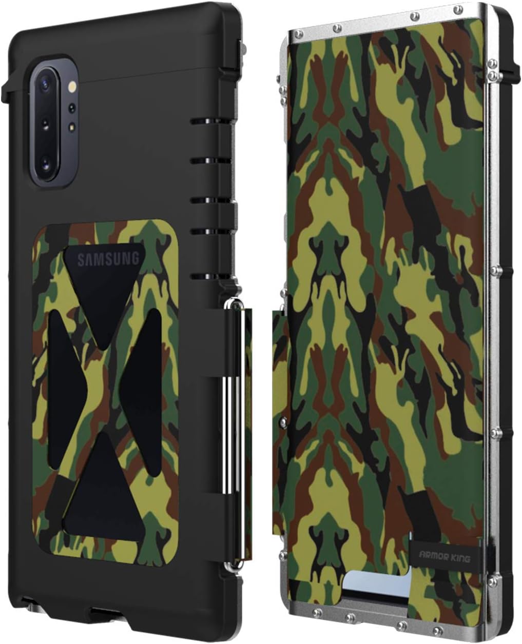 Galaxy Note 10 Plus Case, Bpowe Heavy Duty Armor Full Body Armor Hybrid Defender Shockproof Luxury Aluminum Metal Protective Case Cover for Samsung Galaxy Note 10 Plus (Green)