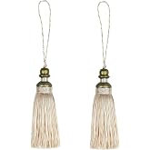 HedongHexi 2 Pack Tassel Key Tassel with Loops for Home Decoration | DIY Decorative Tassel Accessories for Home, Door and Furniture Ornament Decoration Projects, Beige
