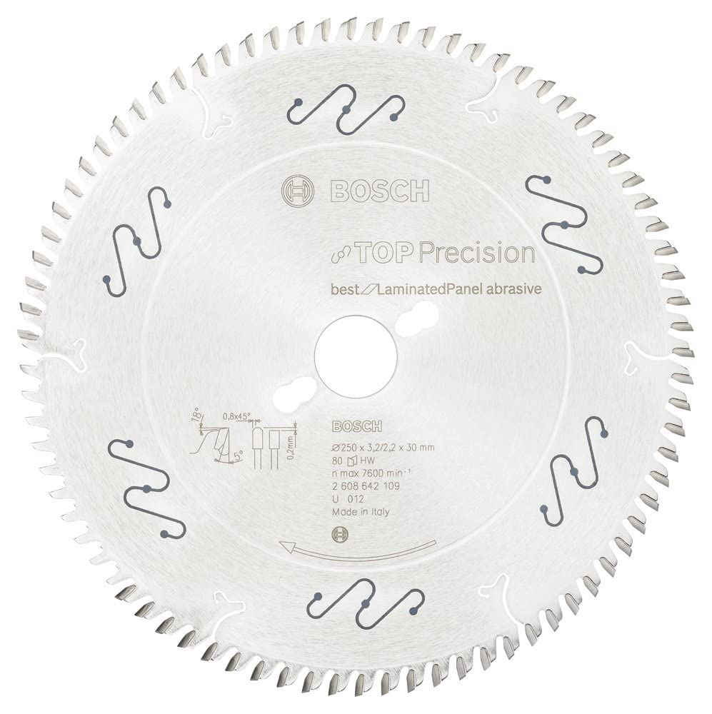 Bosch 2608642109 BSCBS 80 Tooth Top Precision Circular Saw Blade, 0 V, Silver