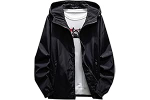 Ymosrh Men's Hooded Waterproof Lightweight Windbreaker Jackets Nylon Wind & Water Resistant Rain Jacket, M-7XL