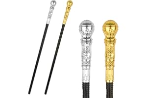 MOUNMDA 2 Sets Walking Cane Halloween Costume Accessory Elegant Vintage Prop Stick Dress King Pimp Canes for Adults and Kids