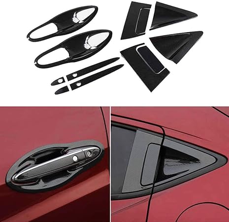 Amazon ホンダ ヴェゼル Vezel 専用ドアハンドルカバー ボウルカバー ガーニッシュ メッキカバー ドレスアップ カスタム パーツ プロテクター ステンレス鋼製 爪キズ防止 炭素繊維ブラック フロント リア 14pセット カーアクセサリ 車 バイク