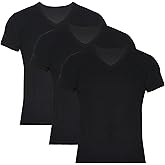 BAMBOOVEN Men's T-Shirts Rayon Made from Bamboo - Modern Fit, Moisture Wicking Undershirt - Crewneck/V-Neck Tees, 3-Pack