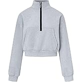 SOLY HUX Women's Half Zip Sweatshirt Long Sleeve Drop Shoulder Collared Casual Pullover Tops with Pocket
