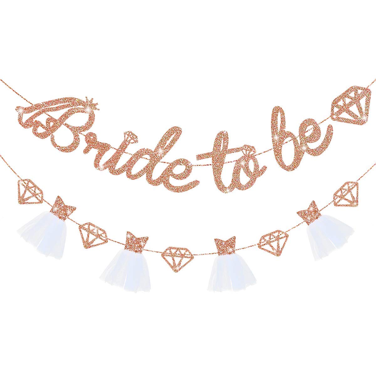 Pink Blume Bride to Be Rose Gold Flag Diamond Banner Wedding Dress 3D Diamond Bunting and Garlands Bride for Bachelorette Party Party Decoration