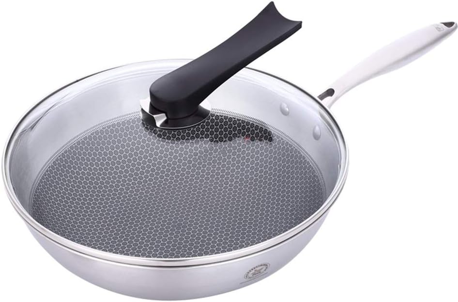 DEPRQ Wok Stir Fry Pan 304 Acero Inoxidable Sin Aceite Gas ningún Revestimiento Antiadherente