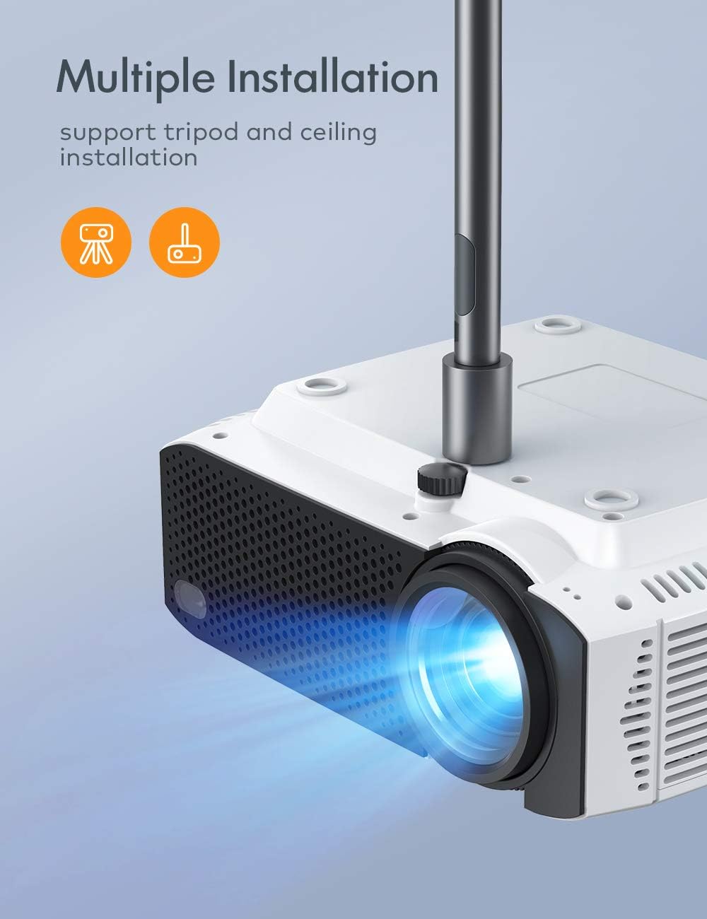 Mini Projector, APEMAN 4500L Brightness Projector, Support 1080P 180" Display, Portable Movie Projector, 45,000Hrs LED Life and Compatible with TV Stick, PS4, HDMI, TF, AV, USB for Home Entertainment: Camera & Photo