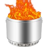 27 Inch Smokeless Fire Pit with Air Switch, Wood Burning Portable Stainless Steel Outdoor Firepit with Fixed Stand &amp; Stove Hook, Ash Pan, for Outside Camping Backyard Patio Picnic, 360&deg; Wide Warm