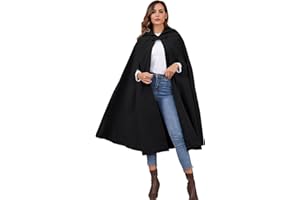 Gihuo Cape Poncho Women's Hooded Maxi Cloak Coat Winter Warm Long Cloak Cosplay Costumes Outerwear