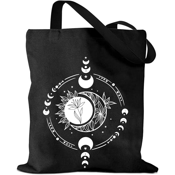APJYM The Lovers Tarot Card Tote Bag - Gothic Skeleton Design, Reusable Canvas Shopping Bag, White