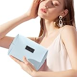 Maange Small Makeup Bag PU Leather Portable Blue 17x8.3x12.4cm Zipper view 8