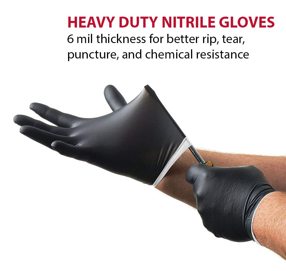 Venom Steel Premium Industrial Black Nitrile Gloves, One Size Fits Most