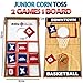 Elite Sportz Junior Bean Bag Toss Game - 2 Games on 1 Board - Tic Tac Toe and Cornhole Party Games for Kids (Basketball)