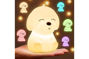 MUBAREK Night Light for Kids | 16 Colors & 2 Brightness & 30/60min Timer & Soft Silicone & 10h Use | Cute Night Light for Baby Nursery Kids Nightlight Dog Lamp, Kawaii Room Decor Puppy Gifts for Boys & Girls