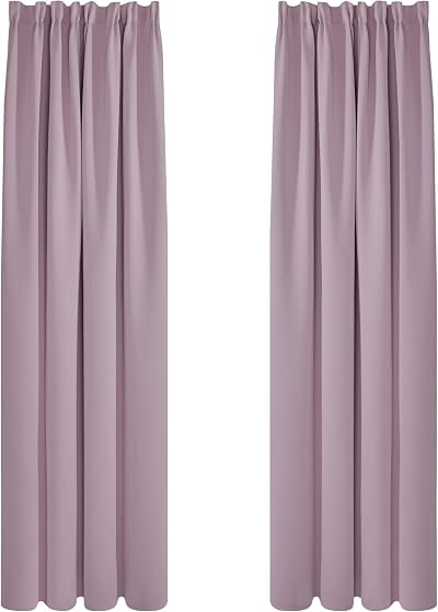 Deconovo Blackout Curtains Pink Lavender 2 Panels 55 x 96 Inches Thermal