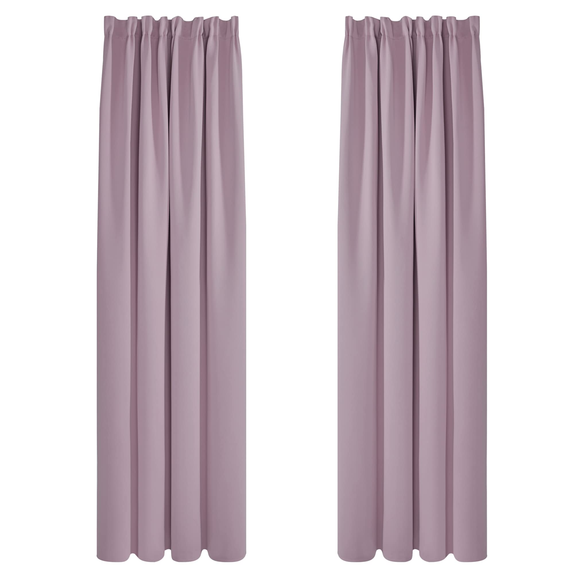 Deconovo Blackout Curtains Pencil Pleat Thermal Insulated Curtains for Living Room, Bedroom, Kitchen - Pink Lavender - W 55" x L 96" (2 Panels)