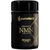 PUROVITALIS Liposomal NMN, 250mg Longevir Nicotinamide Mononucleotide Supplement, NAD+ Boost for Cellular Health, Energy & Healthy Aging, 1-Month Supply (60 Vegan Capsules)