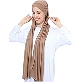 PeacePray Instant Jersey Cotton Hijab Scarf for Women, Non-See Through Tieback Muslim Head Scarf