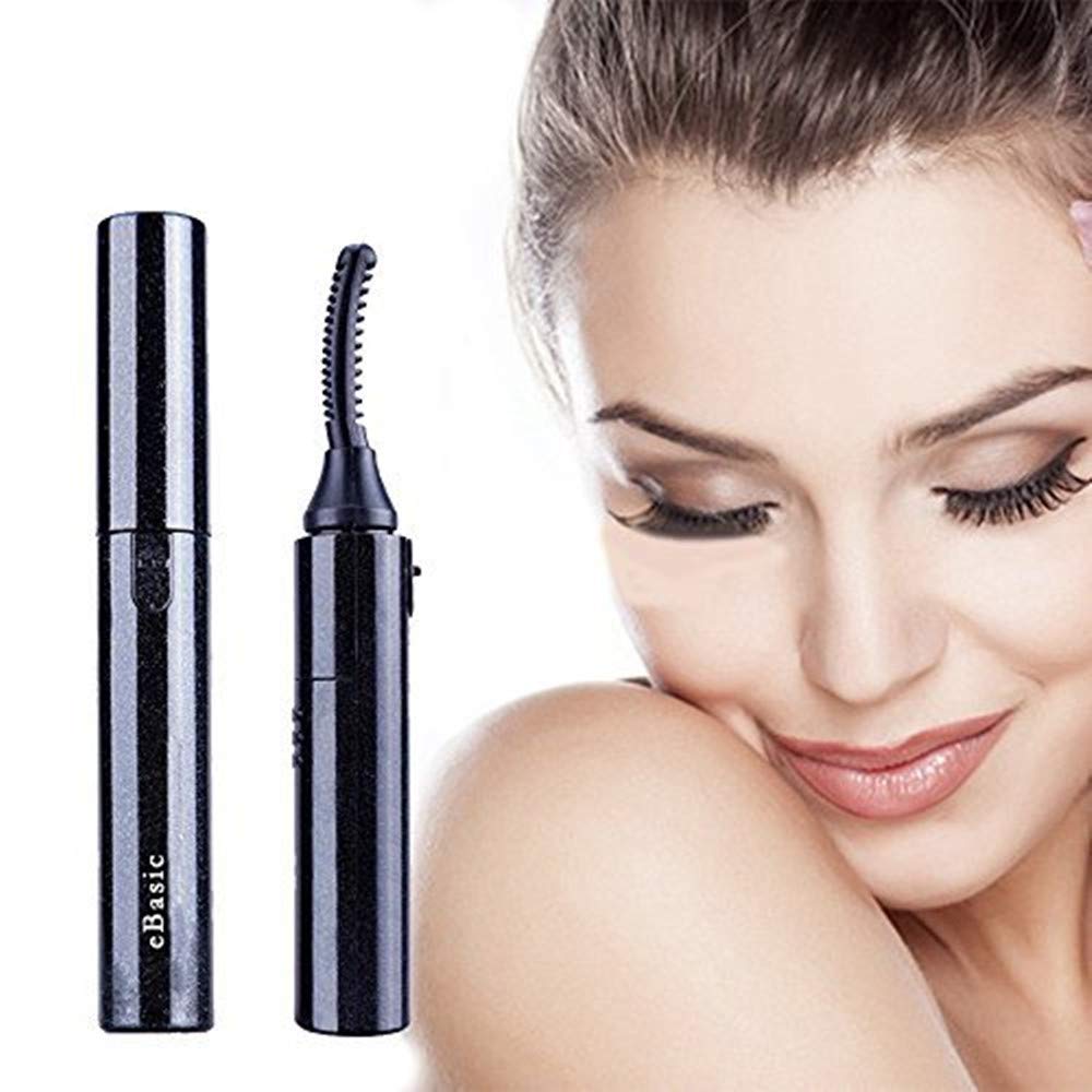 eBasic Recourbe Cils Électrique Portable Chauffant Mini Bigoudi des Cils Outil de Maquillage de Yeux pour Cils Courbés Noir pour les Filles Femmes