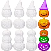 Zubebe 12 Pcs Halloween DIY Plaster Pumpkins Ornaments Decor | Ready to Paint Craft, 3 Pumpkin Styles for Party Activities, Paint Your Own Arts Project for Family Fun