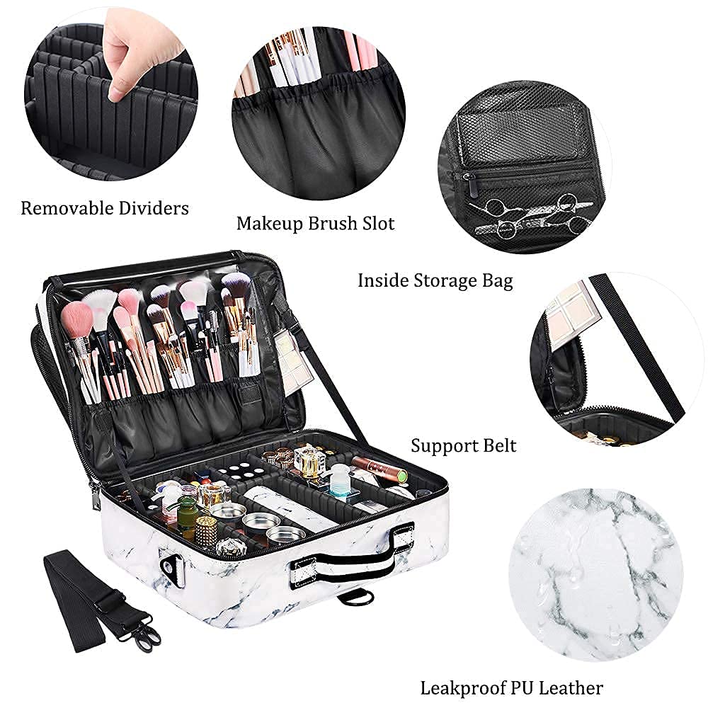 gzcz PU Leather Travel Makeup Case 16.2