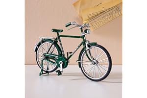 JIALINXIA Miniature Alloy Bicycle Bookshelf Decor, Metal Art Home & Office Ornament, Desk Accessories Model Bike for Collections, Coffee Bar Decorations (Green)