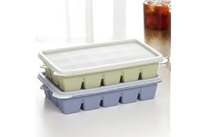 Silicone Ice Cube Trays with Spill Resistant Lid, Stackable Ice Trays for Freezer, Easy Release 1.2'' Ice Cube Molds for Cock