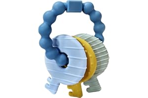 INTATIKOO Baby Keys Teether Toys,Silicone Teething Toys for 3+ Months,Teething Keys Toy for Infants-Soft & Raised Texture to Soothe Gums,BPA Free (Deep Blue)