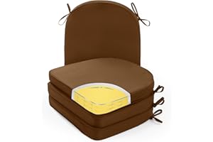 Focuprodu Outdoor Chair Cushions 17x16in. Stain-Resistant and Durable Patio Chair Cushions Set of 4. Comfortable Non-Slip Chair Cushions for Outdoor Furniture. (Coffee)