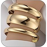 KHKINDPRO Chunky Gold Bangle Bracelets for Women Trendy Gold Irregular Statement Cuff Bracelet Stack Wide Wrist Cuff Bracelets Jewelry Gifts