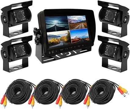 Amazon Sdカード録画対応7インチオンダッシュモニター バックカメラ4台セット 24v車対応 映像を動画保存可 映像入力4系統 正像 鏡像切替可 暗視仕様防水カメラ m配線付 Fmtmn74dvr500gnxs4 バックカメラ本体 家電 カメラ