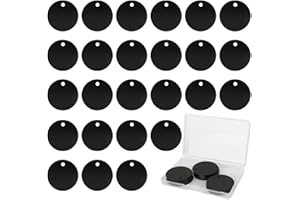 Fesorsi 25 Pack Blank Dog Tags,Round Metal Anodized Dog Tags Blank with Hole,Black Aluminum Blank Tags Pet ID Tag Discs Engravable Metal Keychain Blanks for Stamping, Jewelry Making Crafts
