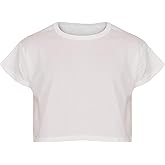 Loxdonz Girls Basic Dance Crop Top Kids Plain Short Sleeve Crop T-Shirt Tees Top