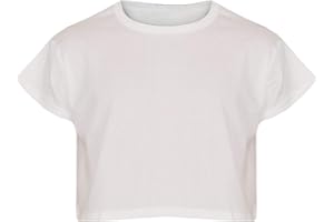 Loxdonz Girls Basic Dance Crop Top Kids Plain Short Sleeve Crop T-Shirt Tees Top