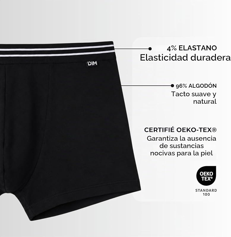 Boxer Pack Ecodim Coton Stretch Confortable Negro Hombre x8