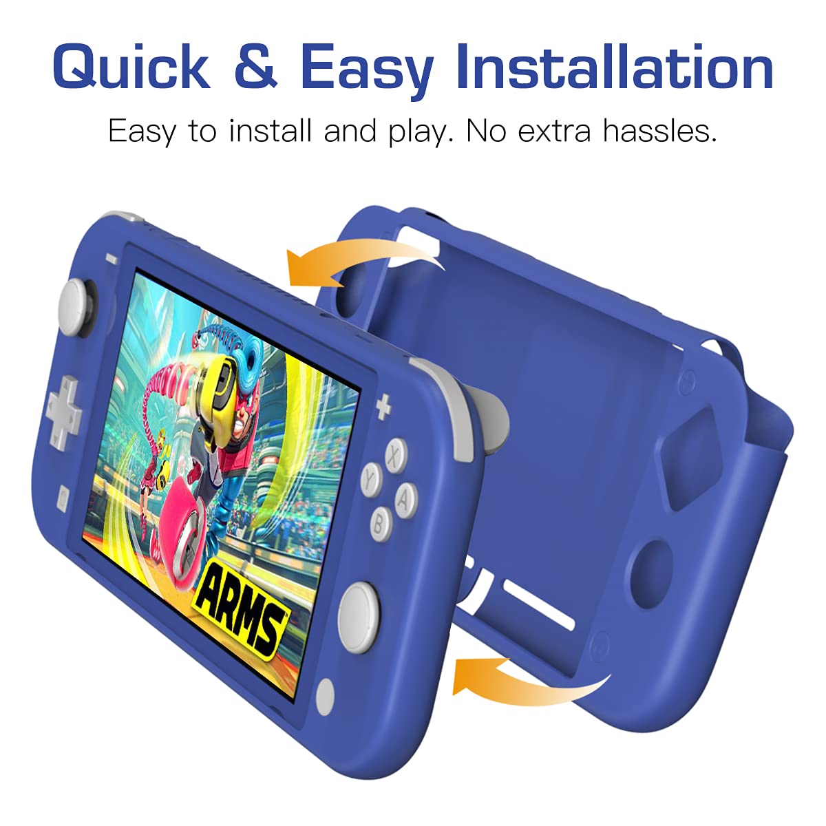 MoKo Protective Case for Switch Lite, Silicone Cover, Shock-Absorption Anti-Scratch Non-Slip Case - Blue