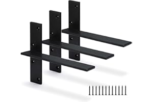 HARDOW Floating Shelf Bracket 3/8" Thick Heavy Duty Shelf Brackets 3 Pack Free Hanging Countertop Support Bracket 8" Lx2.5 W Floating Wall Brackets for Cabinets, Granite, Dishwasher, Bench Seats Vanities