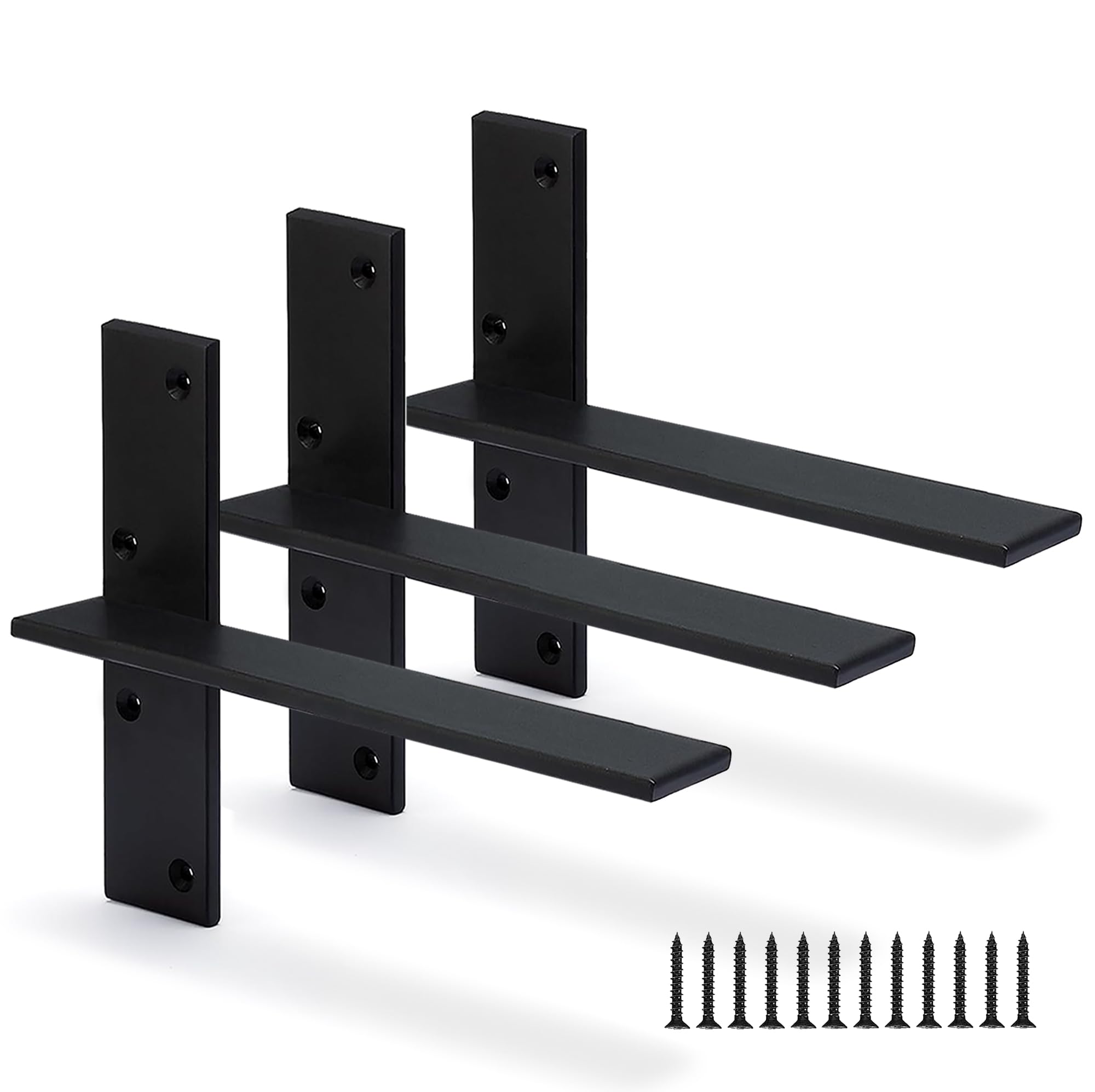 Photo 1 of Floating Shelf Bracket 3/8" Thick Heavy Duty Shelf Brackets 3 Pack Free Hanging Countertop Support Bracket 8" Lx2.5 W Floating Wall Brackets for Cabinets, Granite, Dishwasher, Bench Seats Vanities