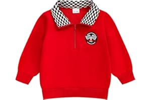 ZOELNIC Toddler Boy Quarter Zip Collared Pullover Long Sleeve Fall Winter Baby Boy Clothes Outfit 12M-4T