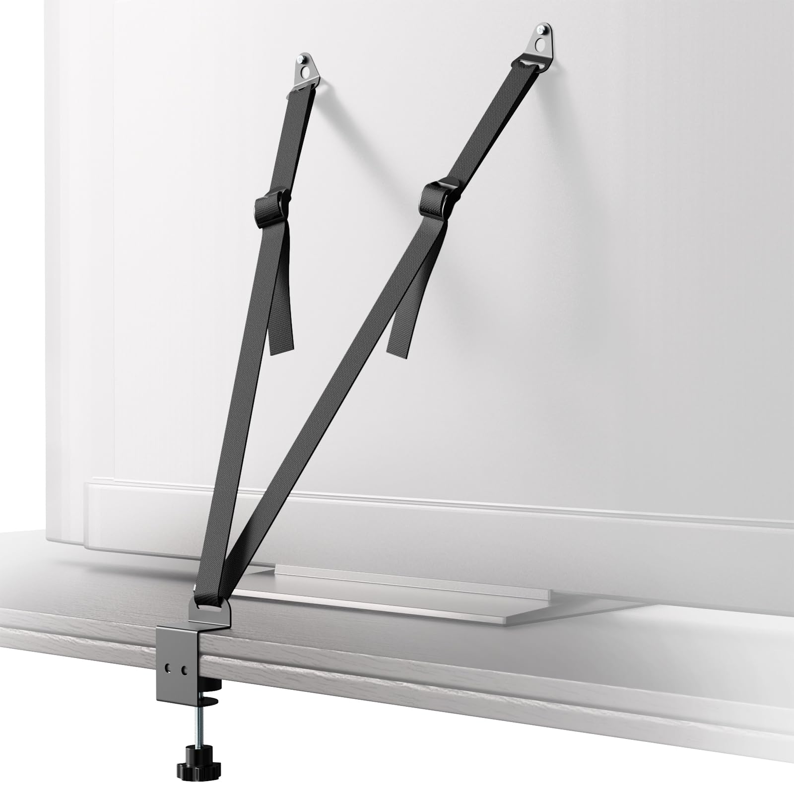 Joythink Safety Strap Anti Tip Straps for TV and Furniture Adjustable Anti Tip TV Strap Baby Proofing Child Safety Metal Connectors Clamp VESA Black