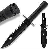 United Cutlery USMC Fixed Blade M9 Knife and Sheath | Officially Licensed, 12" Stainless Steel Blade with Non-Reflective Finish | Sawback Spine | TPU Handle