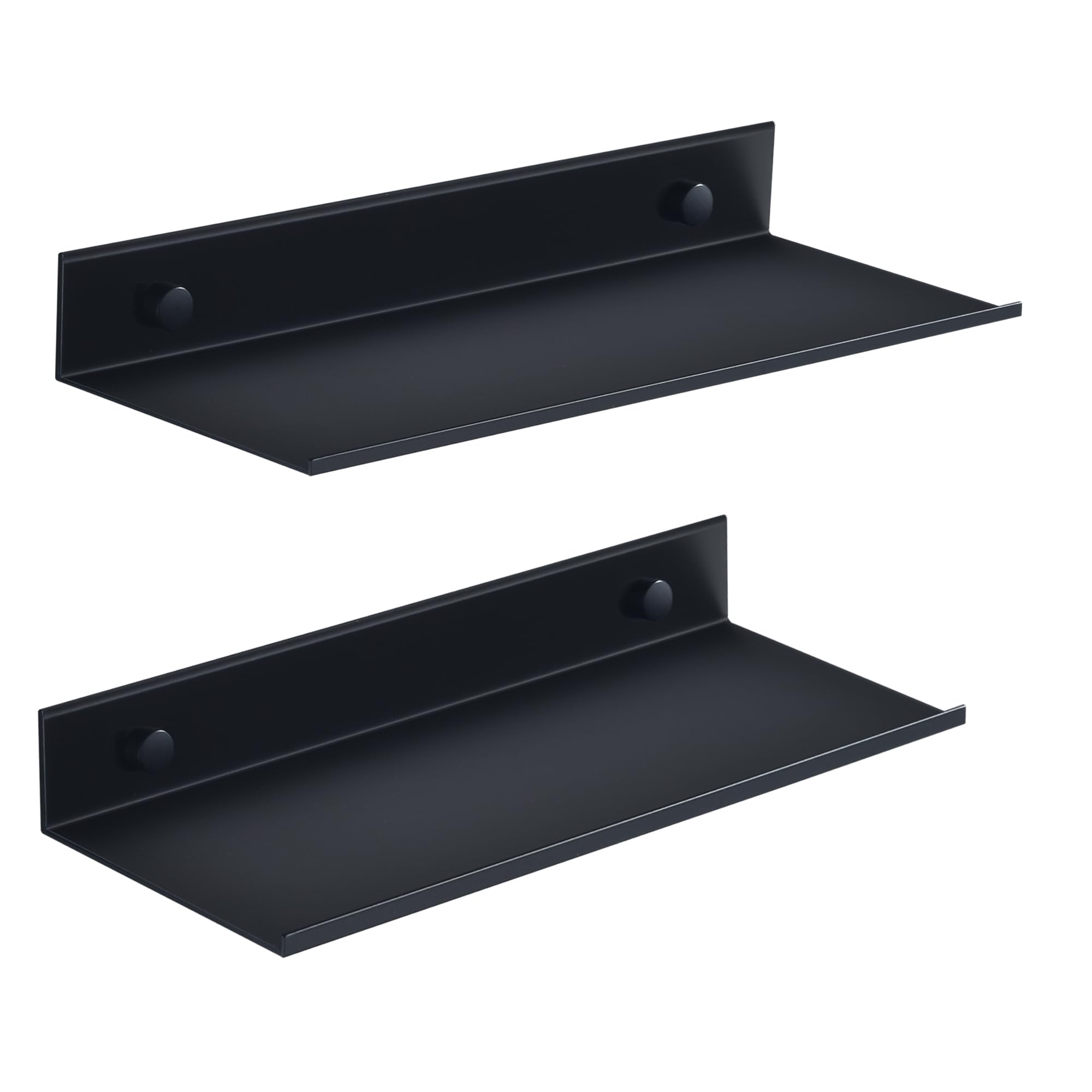 HNVNER Bathroom Shelf 2 Pack, Black Shower Caddy Wall Mounted Waterproof, Metal Small Floating Shelves, Wall Storage Shelf for Bathroom Living Room Bedroom Kitchen (Black, 30CM)