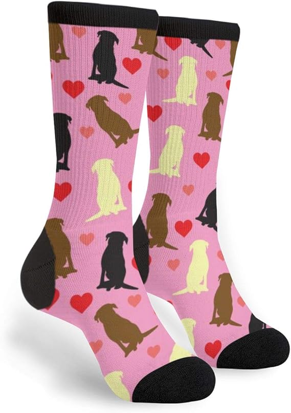 Black Lab Chocolate Labrador Retriever Dogs With Hearts Socks Men's