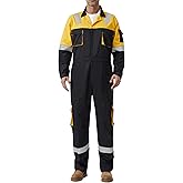 SUSHIMIAN Men's Work Coverall High Visibility Overalls Mechanics Coveralls Workwear Jumpsuit with Multi Pockets