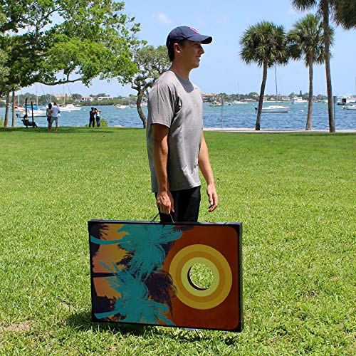 Driveway Games Tropical Beach Cornhole Set. Tailgate Corn Toss Boards & Bean Bags, red Blue