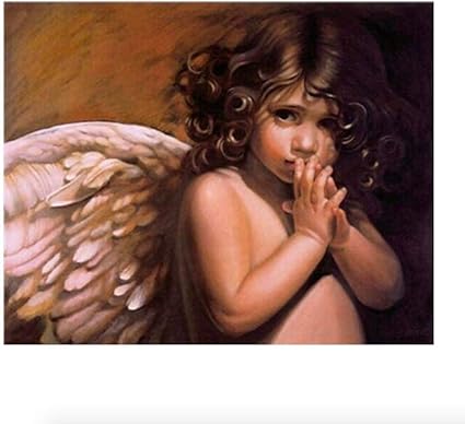 Bwhome Bebe Ange Peinture Coloriage Par Numero Image Mur Art Moderne Peinture A L Huile Numerique Blanc Ange Image Enfants Cadeau Diy Frame40x50cm Amazon Fr Cuisine Maison