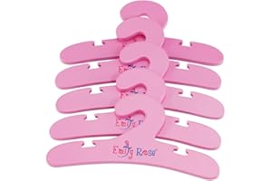 Emily Rose 18-Inch Doll - Value 5 Pack Pink Wooden Doll Clothes Hangers for Closets Armoires Wardrobes | Fits 16" to 18" Doll Clothing