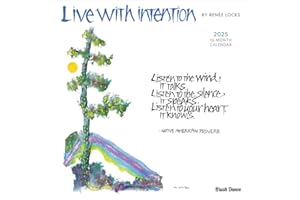 Live with Intention | 2025 12 x 24 Inch Monthly Square Wall Calendar | Featuring the Artwork of Renee Locks | Plastic-Free | Brush Dance | Art Paintings Inspiration Motivation