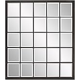 Howard Elliott Superior Hanging Rectangular Window Design Wall Mirror, Accent, Bronze, Elegant Beveled Frameless Windowpane D