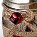 V-More® Christmas Holiday Mason Jar Flower Vase Glass Candle Holder Rustic Style with Burlap Rap Jute Bowknot and Small Red Bell 5-inch Tall for Home Decor Wedding Party and Celebration (Set of 1)